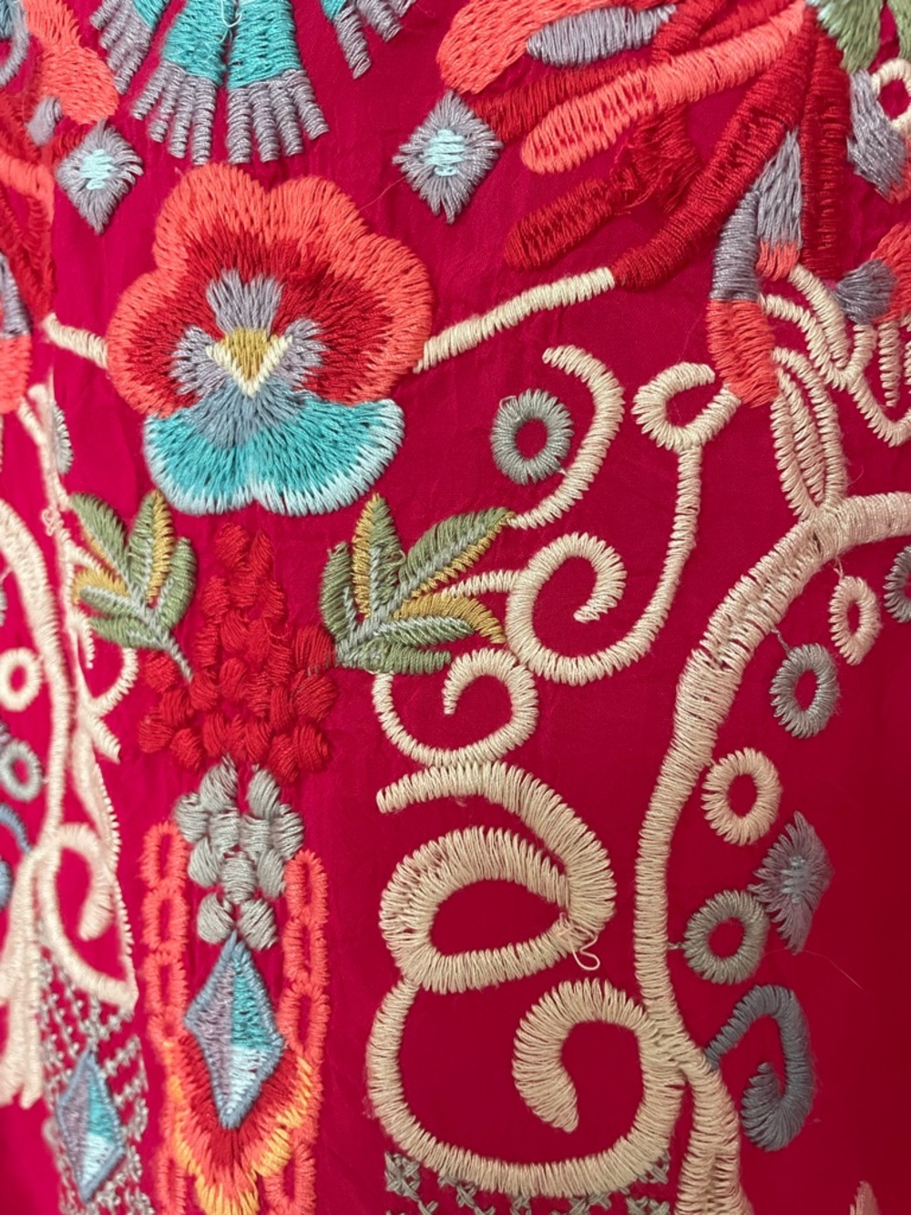 Johnny Was Hot Pink Fuchsia Embroidered Fuchsia Boho Tunic Top Blouse M - Picture 4 of 13